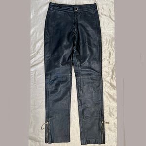 Genuine leather with gold zipper detail at the ankle